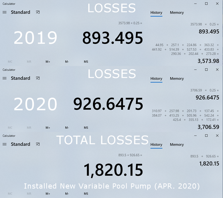 Calculated Losses 2019 and 2020