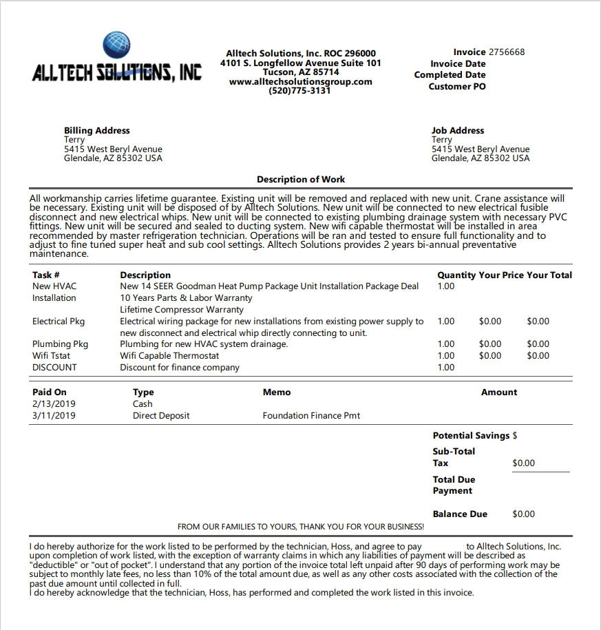 Alltech Solutions Invoice Alltech Solutions Invoice